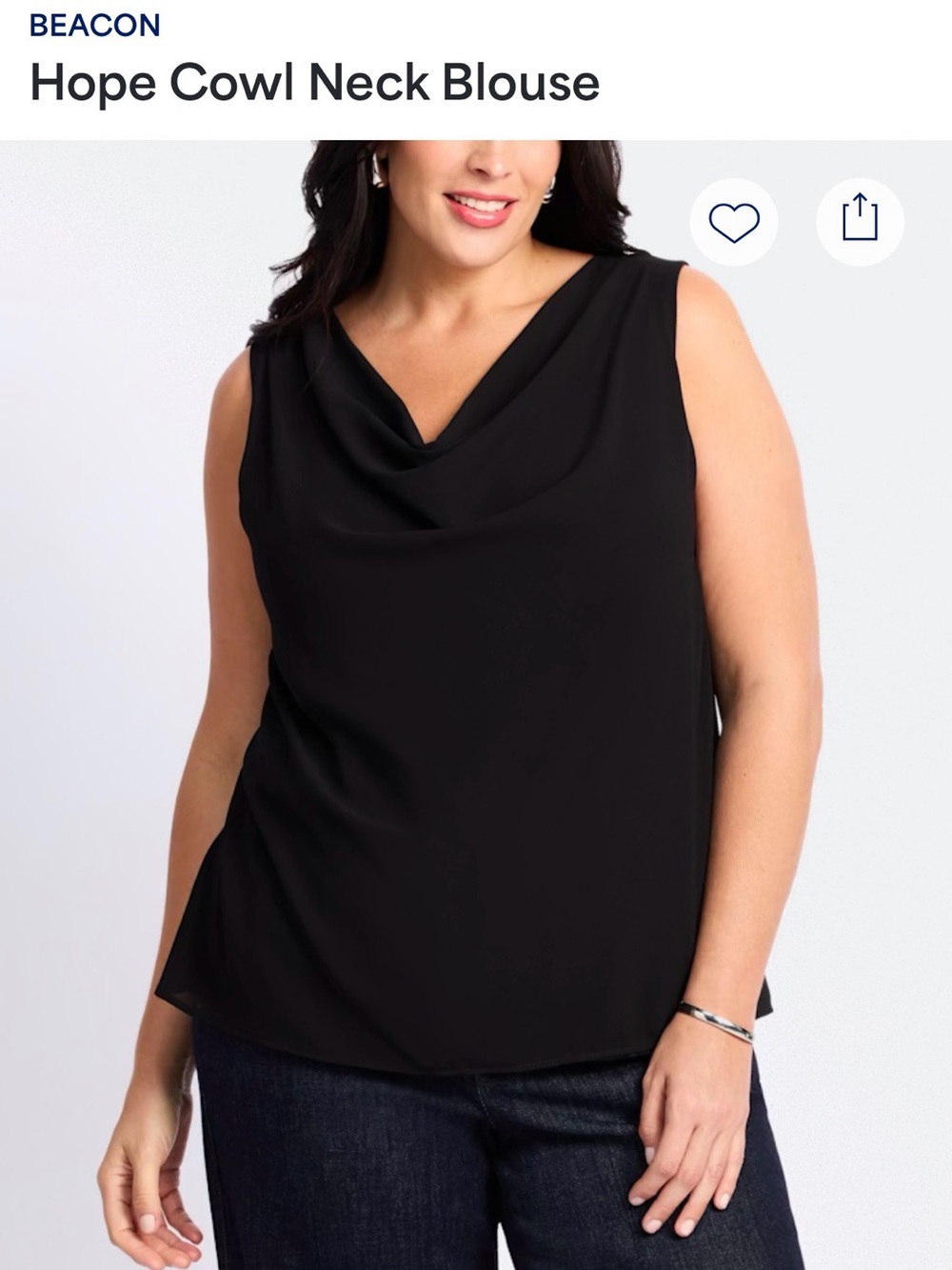 Beacon Sleeveless Cowl Neck Blouse in Black